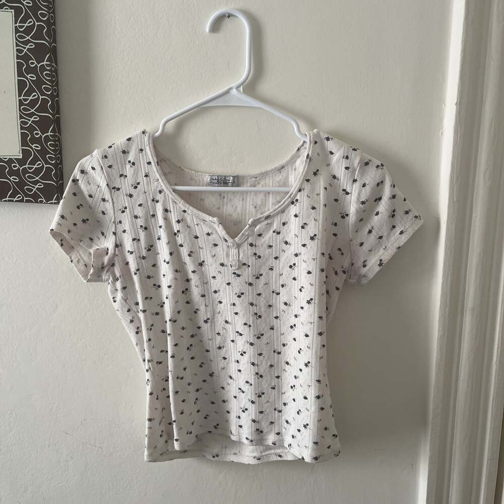 Brandy Melville Blair Cotton Ruffle Top White - (16% Off Retail) - From Roni